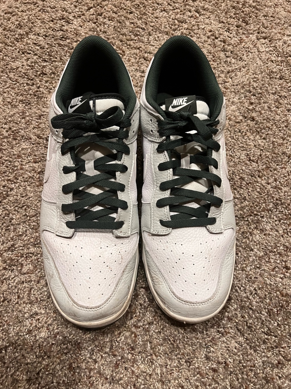 Nike Men's White Leather w/ Green - Dunk Low Retro SE